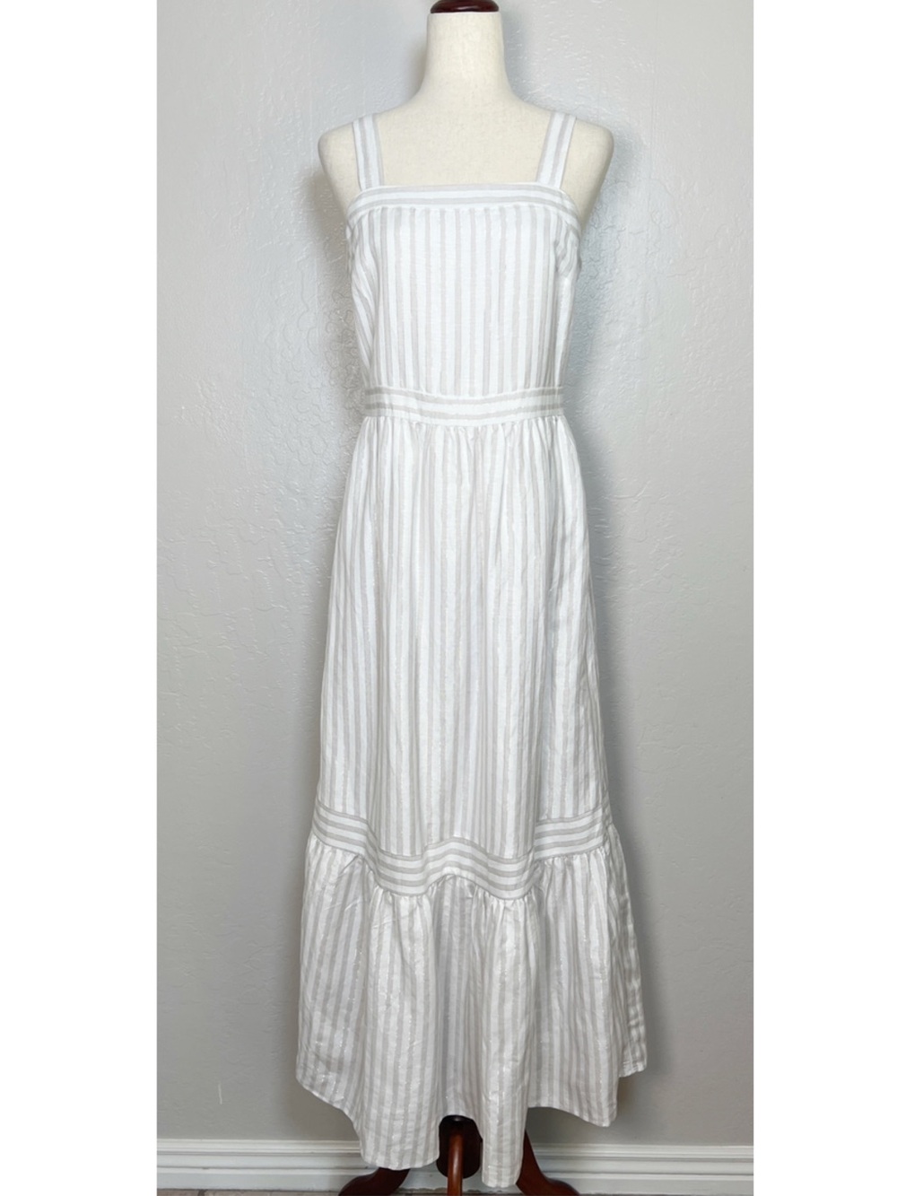 LOFT White and Light Gray Striped Maxi Dress - Picture 3 of 12